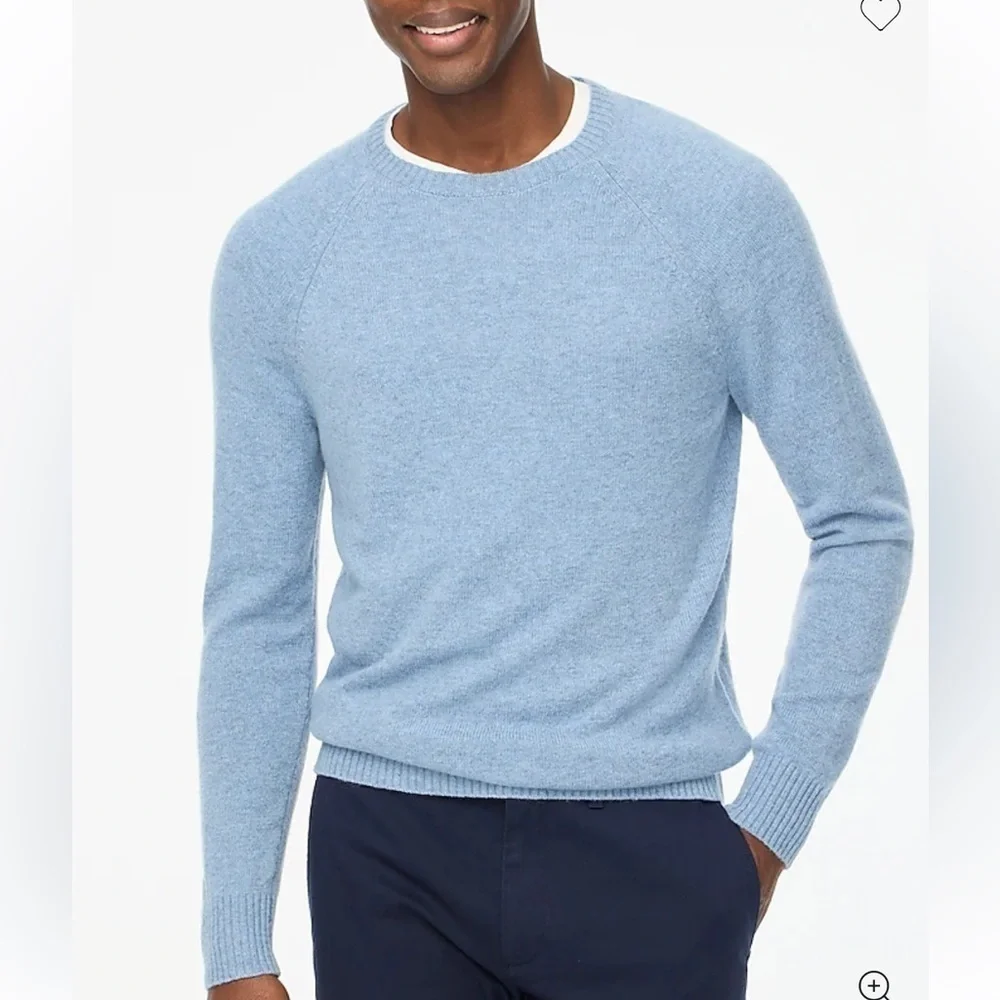 J crew heather blue mist Supersoft lambswool-blend crewneck sweater